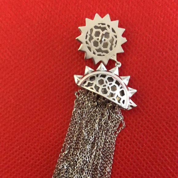 Kendra Scott Silver Tone Rhodium Plated Sienna Sun Statement Drop Earrings NWT - Picture 11 of 14